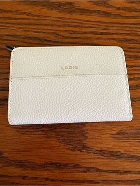Lodis White Pebbled Leather Zip Card Wallet
